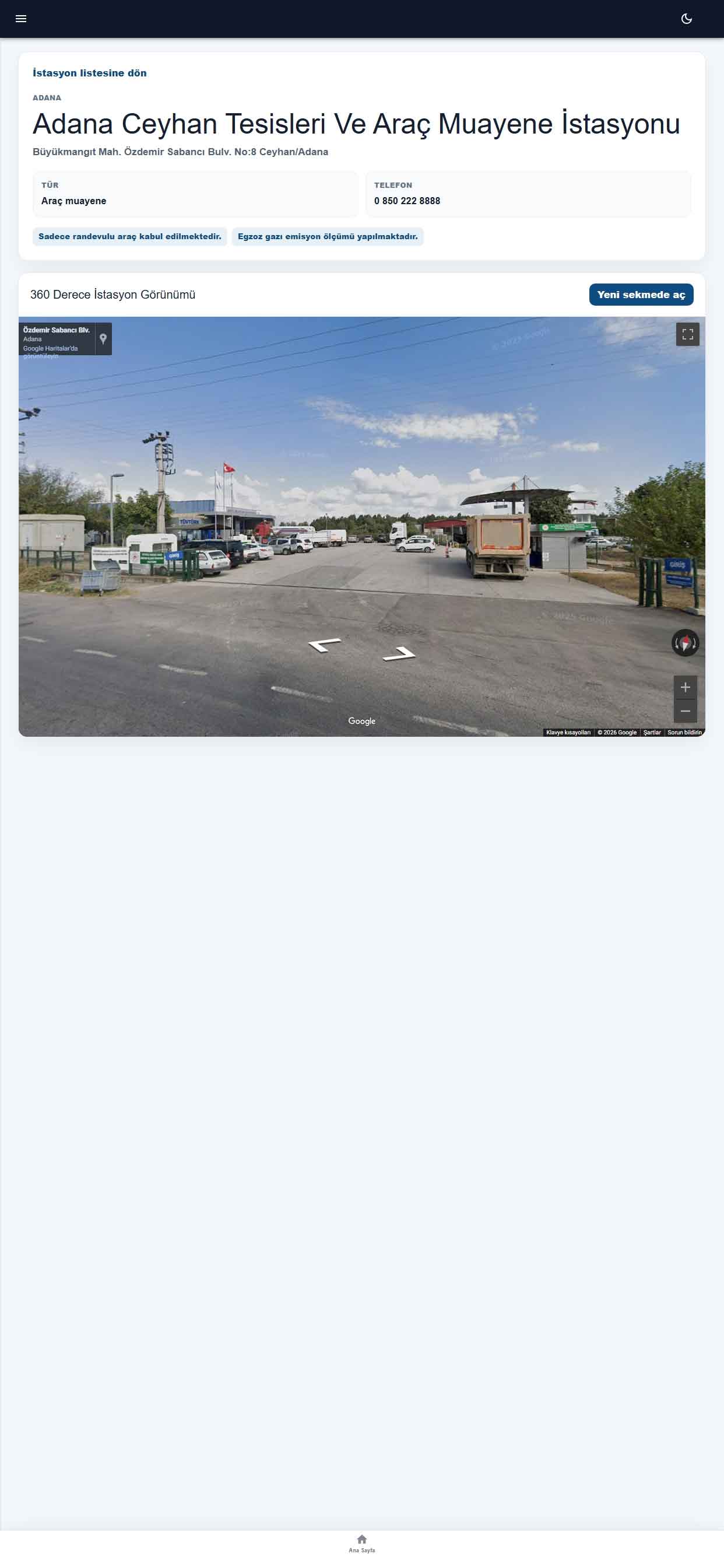AKTUR 360 istasyon haritası ekran görüntüsü